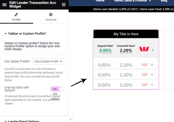 Transaction Widget Default Style