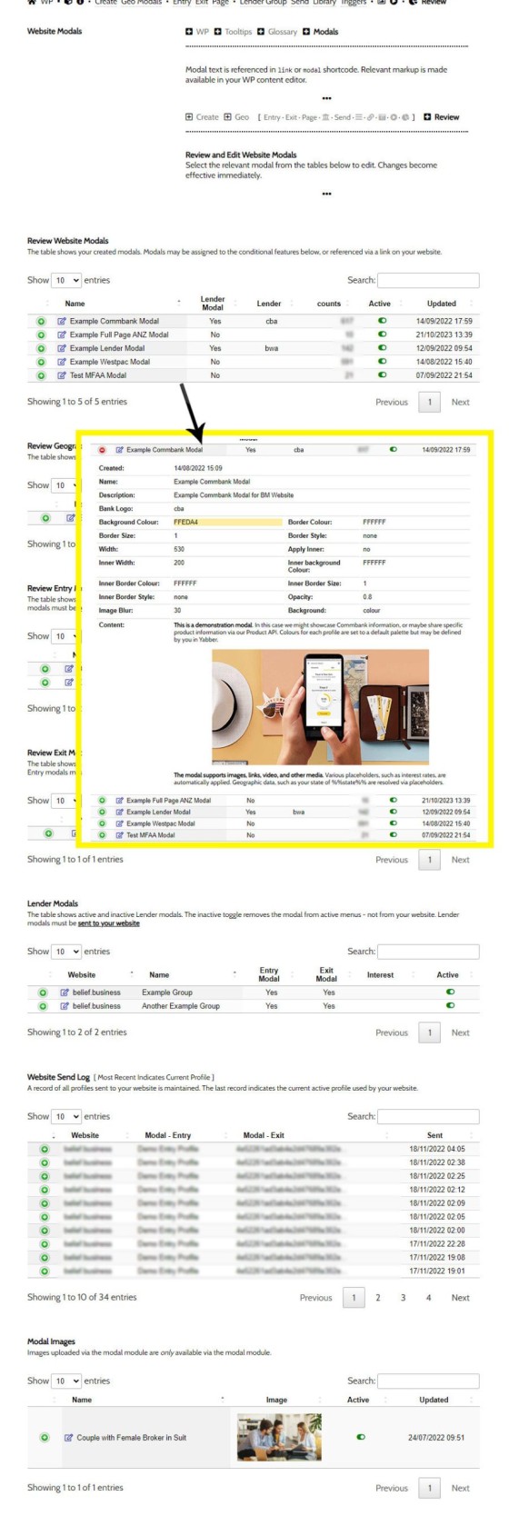 Lender Modal Review