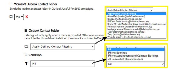 Contact Folder Form Filtering