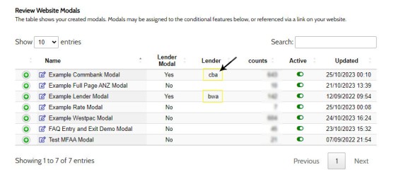 Modal Lender Link Shortcode