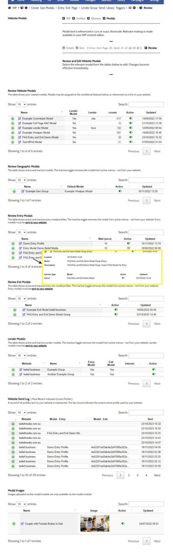 Modals Review and Edit