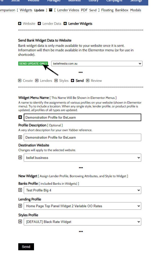 Send Widget Data to Website Send Widget Data to Website