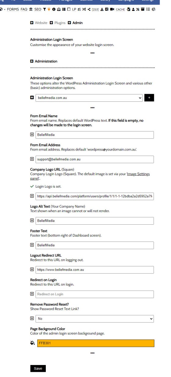 Customise Admin Login Screen Options