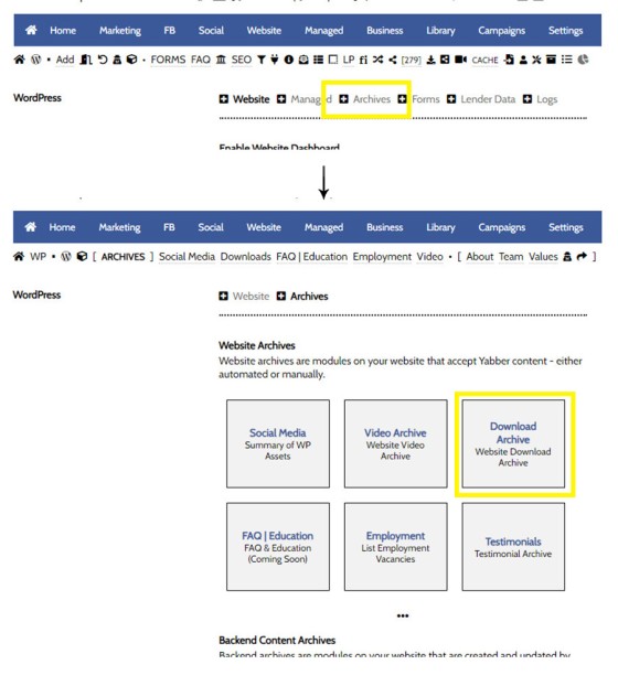 Download Archive Navigation