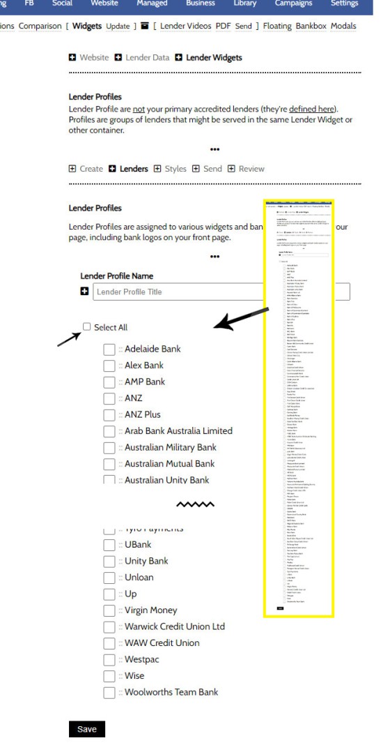 Lender Widget Lenders