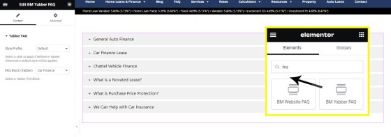Yabber FAQ Elementor