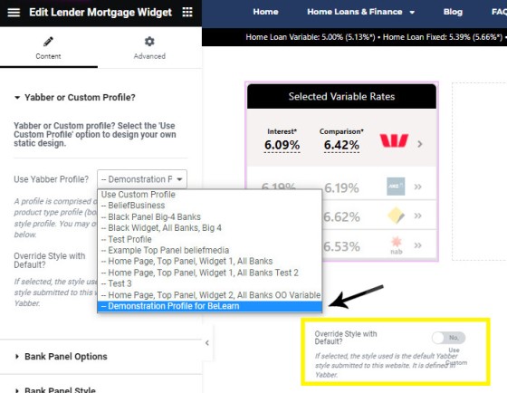 Rendering Yabber Lender Widget