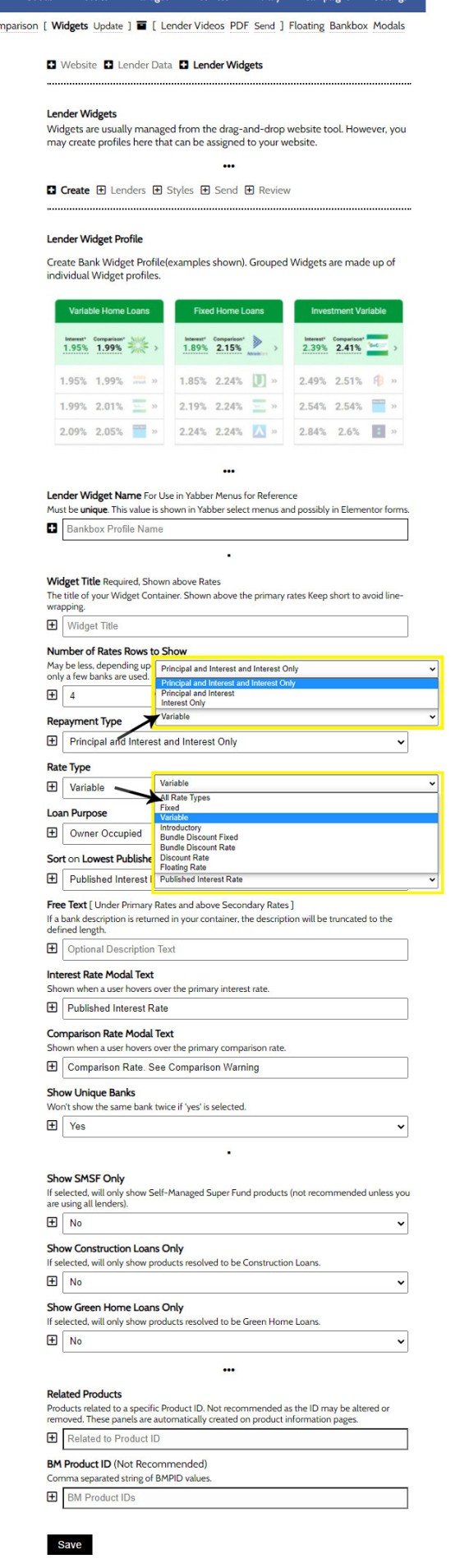 Widget Lender Profile