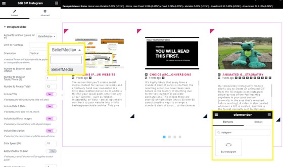Instagram Slider Elementor Website