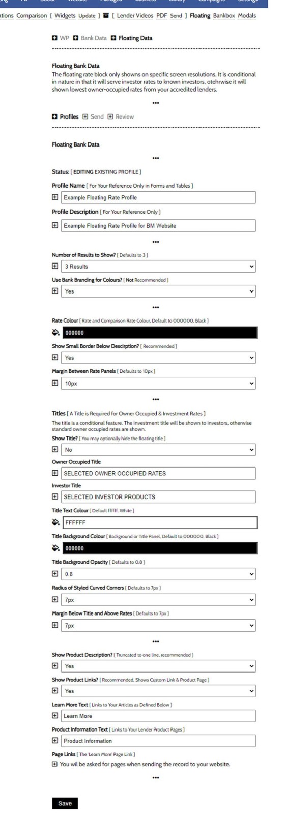 Lender Floating Profile