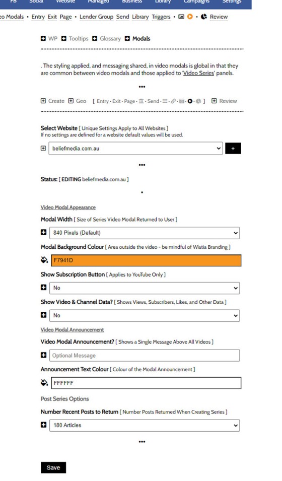 Video Modal Link Options Video Modal Link Options