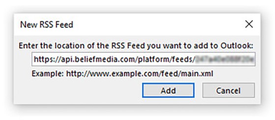 Outlook Add New RSS Feed