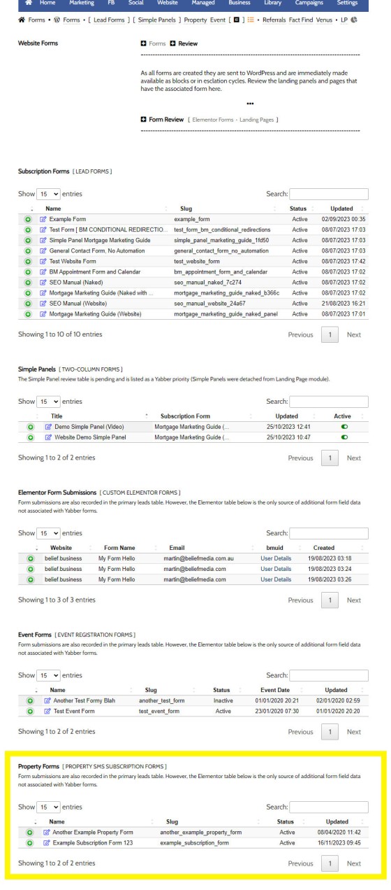 Property SMS Form Review