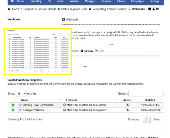 Webhook Review Sent Webhook Review Sent