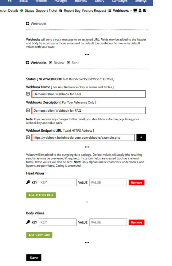 Webhook Create Body Header Webhook Create Body Header