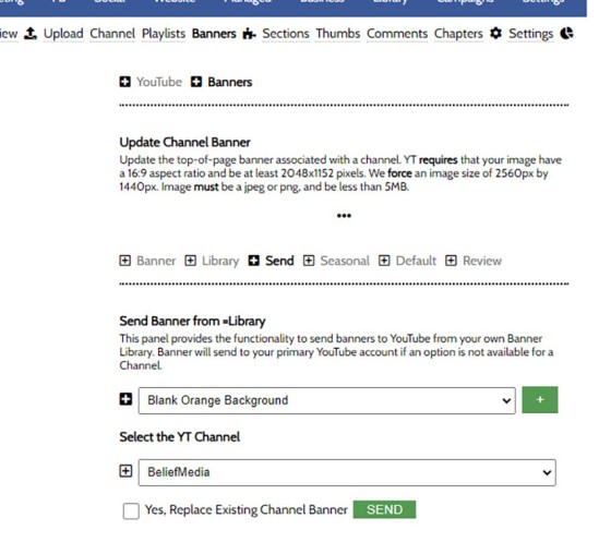 YouTube Library Banner Send