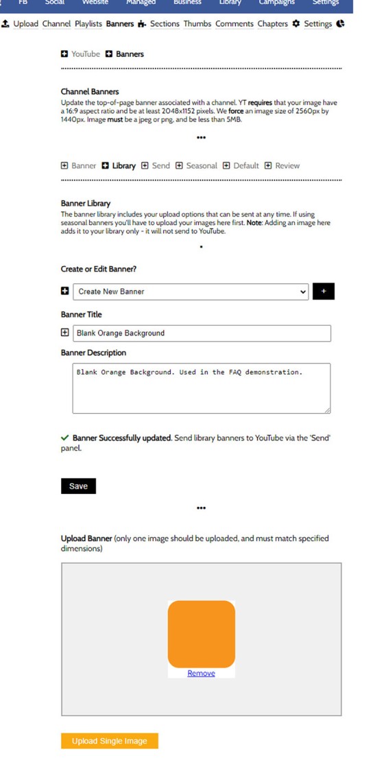 YouTube Banner Upload Library