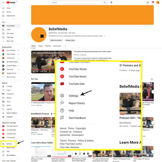YouTube Channel Settings