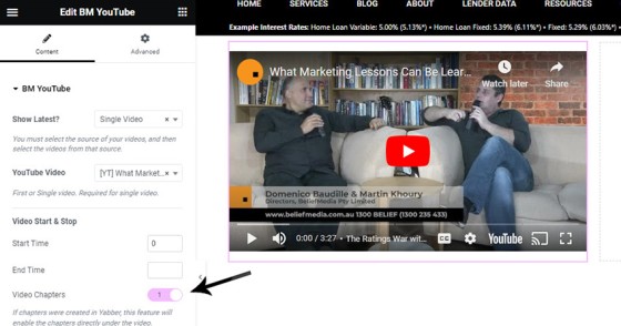 YouTube Chapters in Elementor