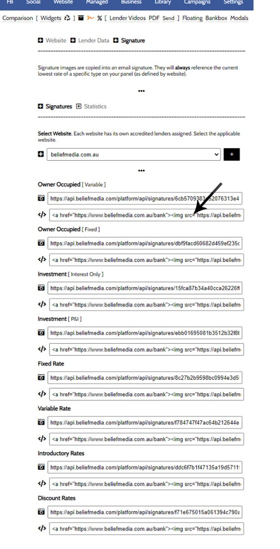 Lender Signatures in Yabber