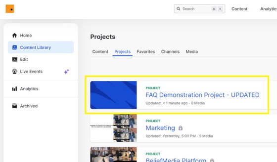 Project Updated in Wistia