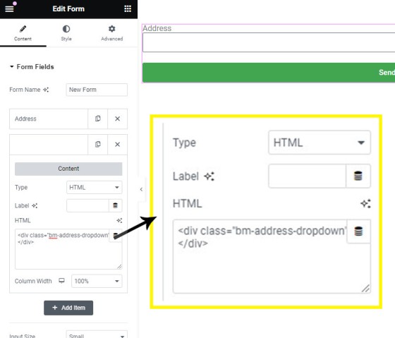 Elementor HTML Form Field Elementor HTML Form Field