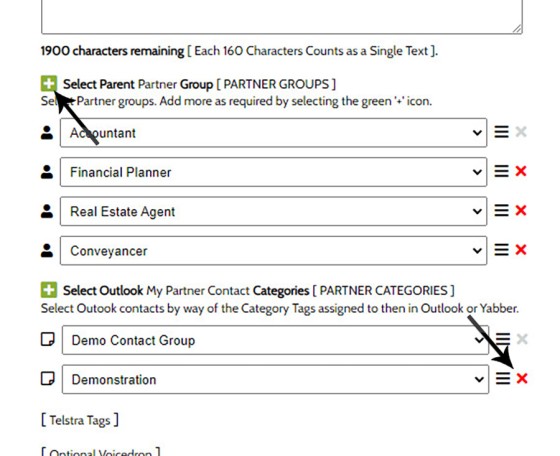 SMS Partner Categories Groups SMS Partner Categories Groups