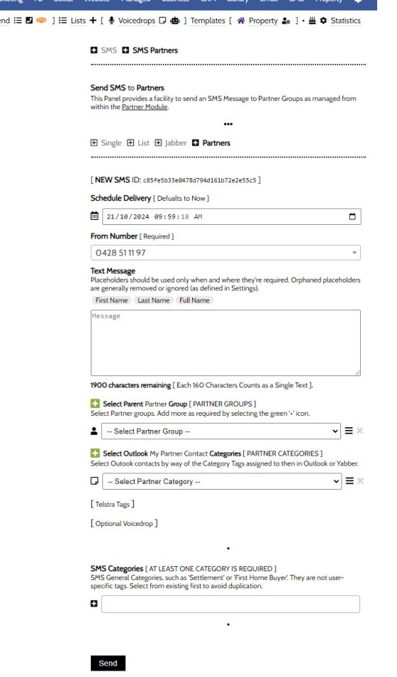 SMS Partner Send Panel SMS Partner Send Panel