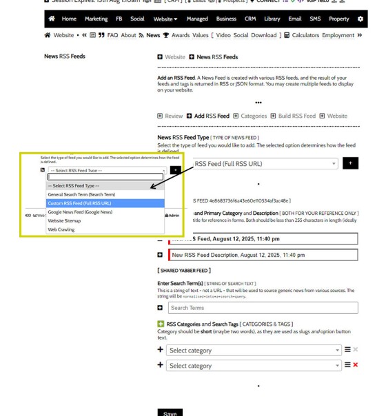 Add RSS and Other News Feeds in Yabber