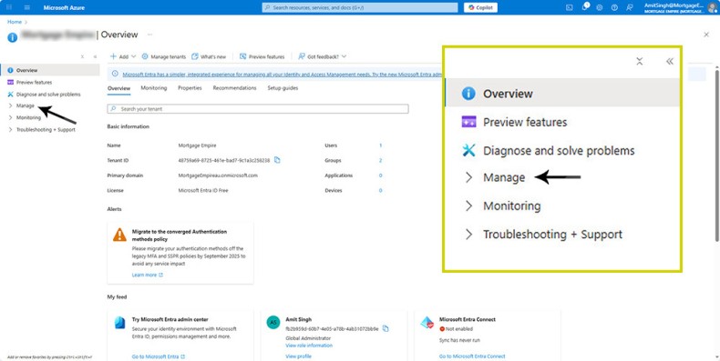 Azure Manage Options