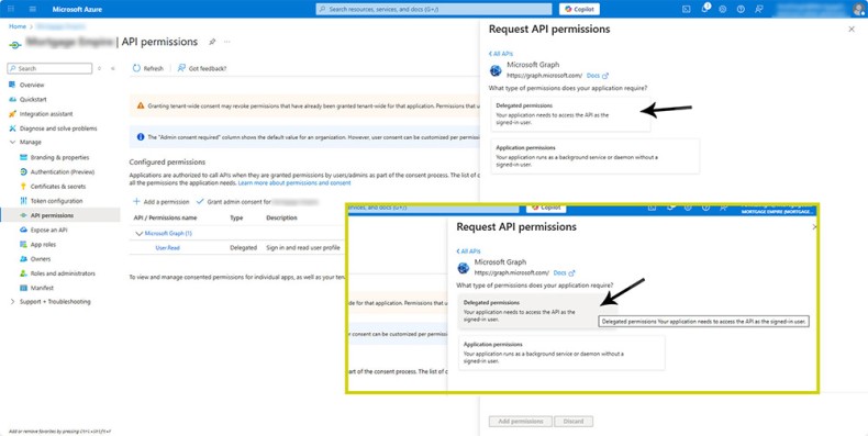 Azure Select Delegated Permissions