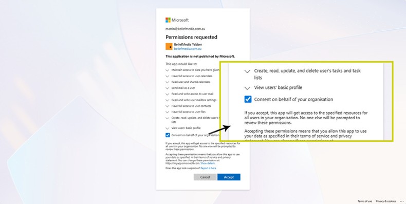 Microsoft Auth Screen