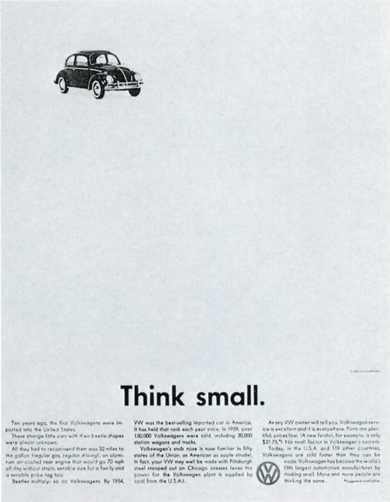 Volkswagon, Think Small, 1959 Volkswagon, Think Small Advertisement, 1959