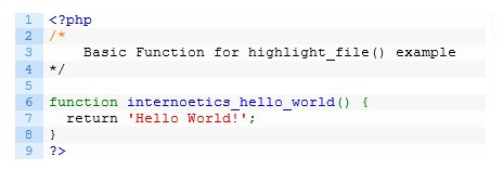 PHP’s Syntax highlight_file() Function with Line Numbers and Alternating Coloured Rows
