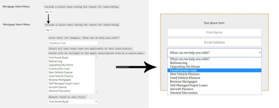 Mortgage Select Menu