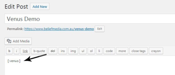Venus Shortcode