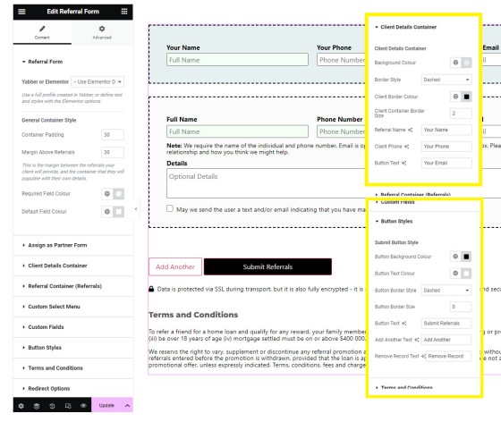 Elementor Referral Form