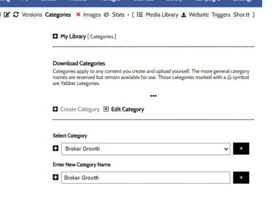 Yabber File Manager Category Edit