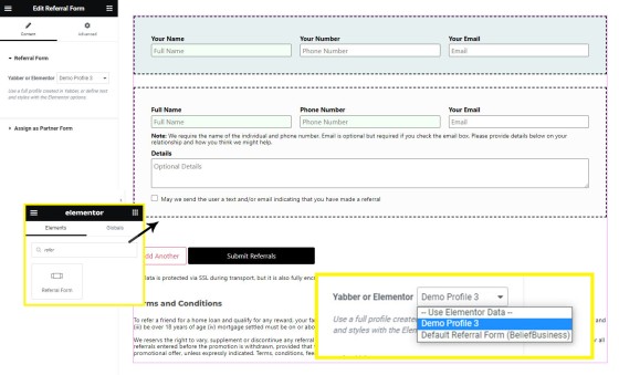 Elementor Referral Form