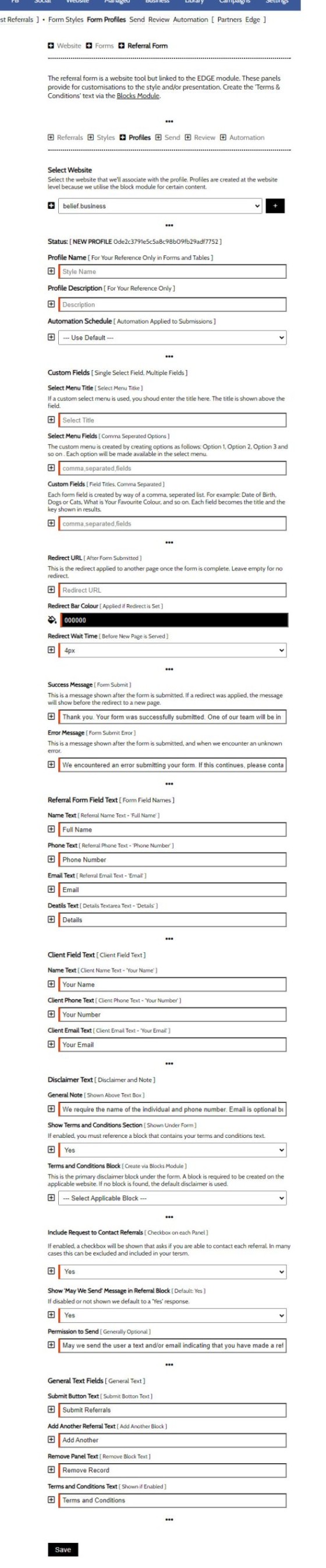 Referral Form Profile