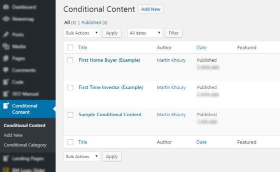 Conditional Content Post Type