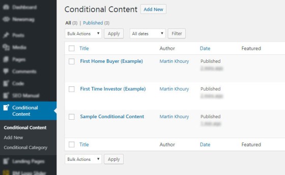 Conditional Content Post Type Conditional Content Post Type