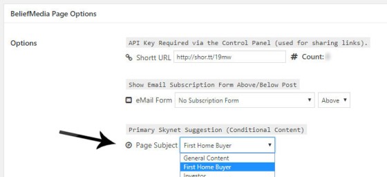 Conditional Website Subject