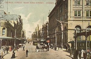 George Street and King Street, Sydney 1900